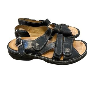 Finn Comfort Sandals Women 7 EU 37 Black Leather Slingback Strappy Adjustable